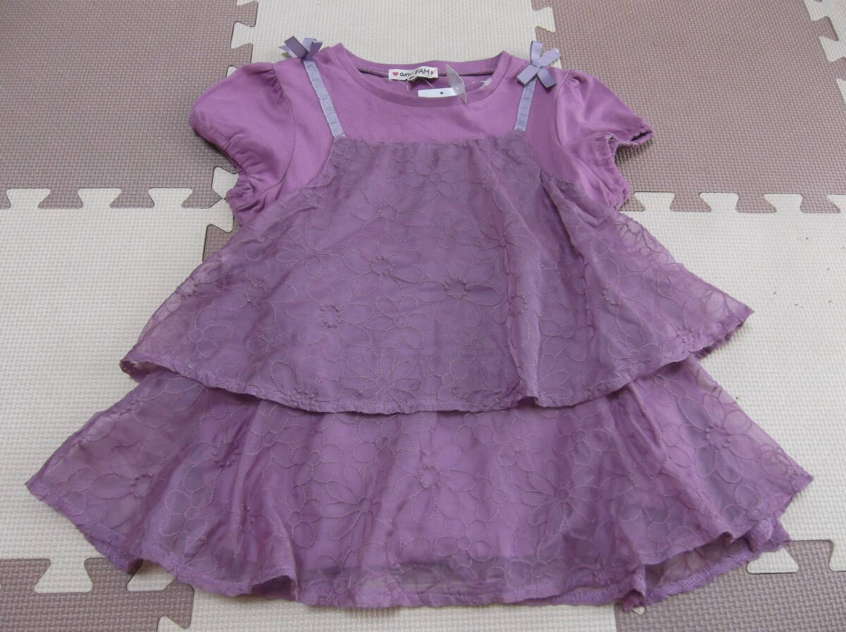 ★新品未使用★any FAM KIDS(エニィファムキッズ)/レース切り替えチュニック/120サイズ/コイピンク