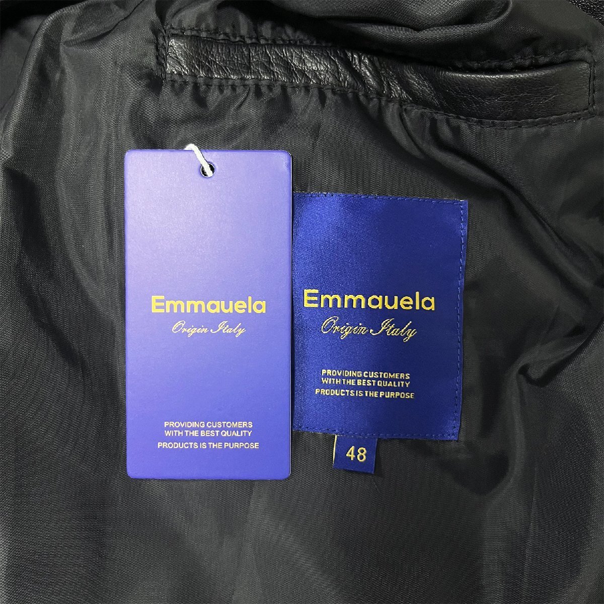 上級?レザージャケット 定価14萬◆Emmauela?イタリア?ミラノ発◆最高級羊革 ソフト 薄手 保溫 防水 革ジャン ライダース アウター 2XL