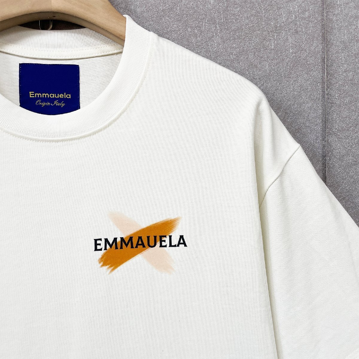 個(gè)性?半袖Tシャツ 定価2萬◆Emmauela?イタリア?ミラノ発◆コットン100％ 高級 薄手 通気 吸汗速干 スウェット アメカジ 日常 L/48