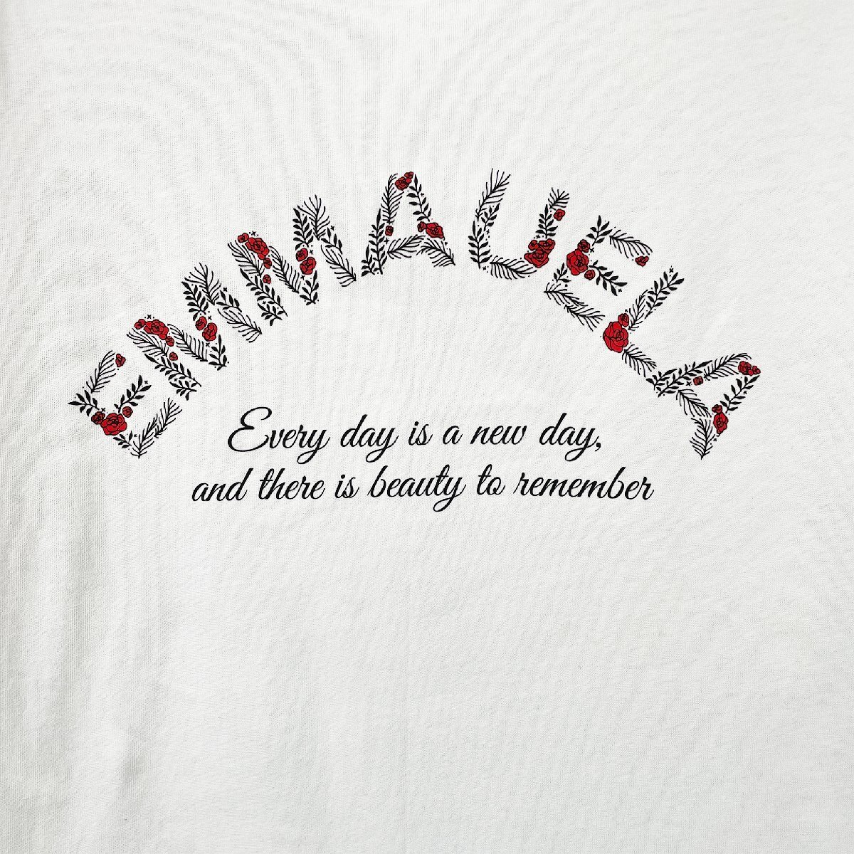 新作?半袖Tシャツ 定価2萬◆Emmauela?イタリア?ミラノ発◆コットン100％ 速干 吸汗 薄手 バラ ロゴ カットソー 定番 男女兼用 XL/50サイ