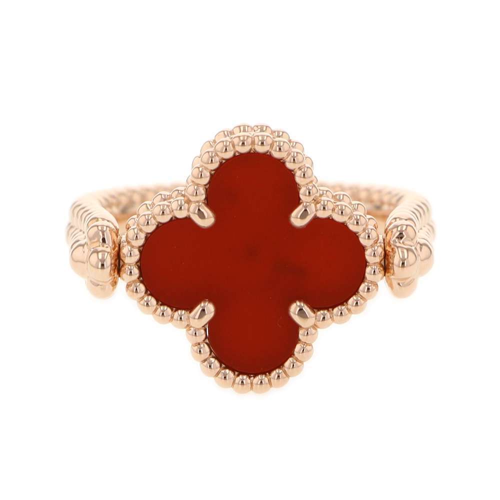 付属品完備　ヴァンクリーフ&アーペル リング ヴィンテージ アルハンブラ リバーシブル カーネリアン ギヨシェ K18PG サイズ5２ 指輪_画像3