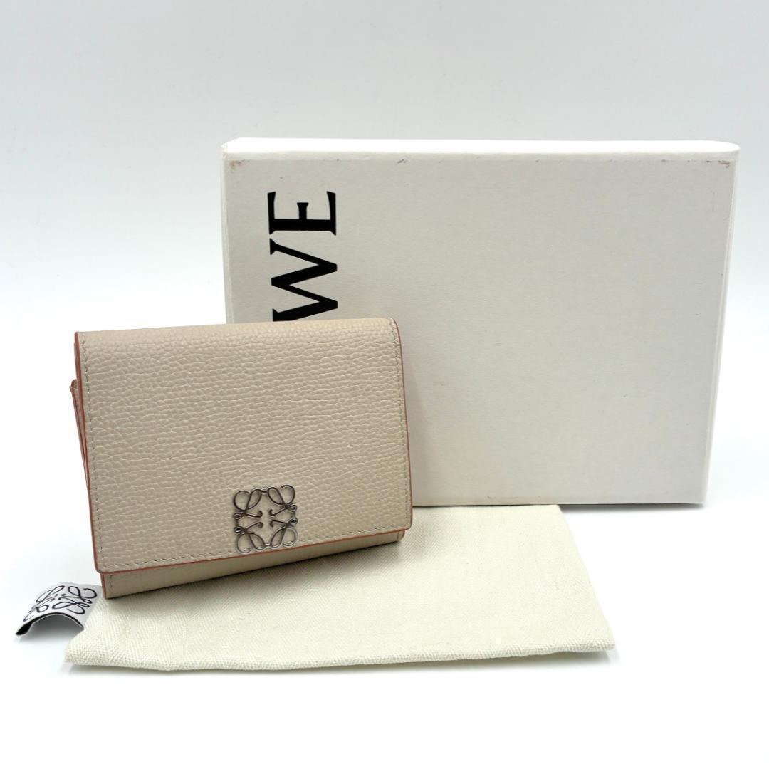 【美品】LOEWE アナグラム トライフォールド コンパクト ウォレット R1669