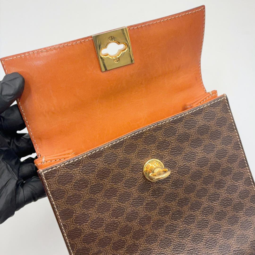 【美品】CELINE マカダム ガンチーニ サークル金具 ハンドバッグ 2way R2401