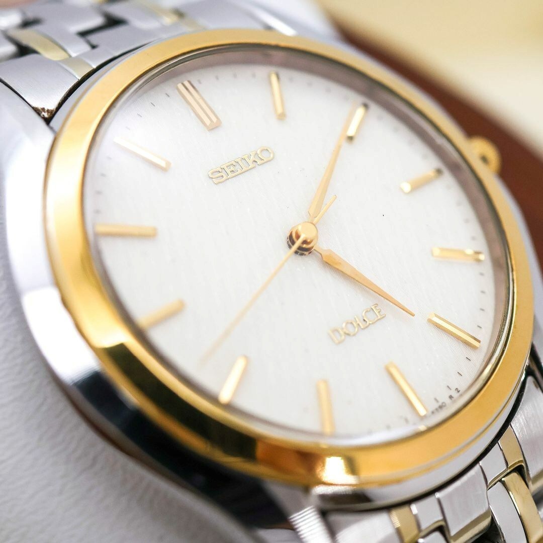 SEIKO Dolce アナログ腕時計 ゴールド/シルバーコンビ 稼働 SEIKO Dolce 腕時計 コンビ ラメ文字盤 クラシカル 1925