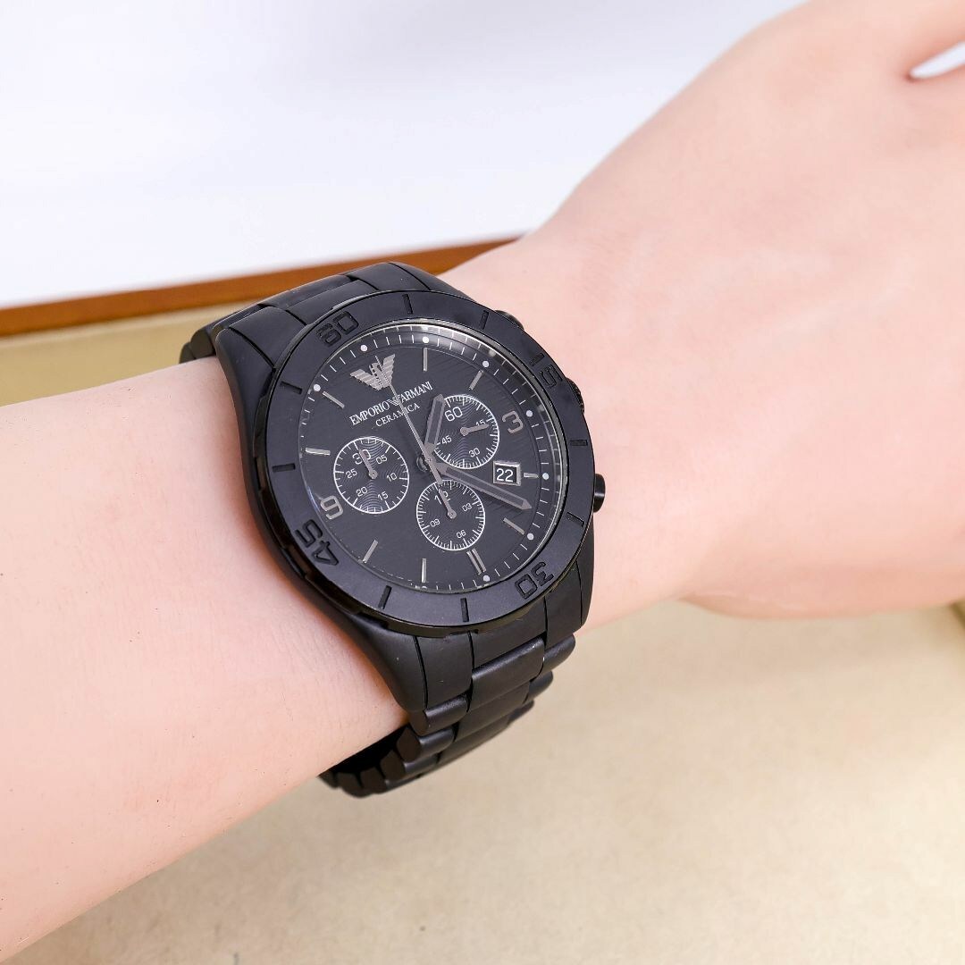 稼働 EMPORIO ARMANI 腕時計 クロノグラフ ラバー AR-1458 稼働 EMPORIO ARMANI 腕時計 クロノグラフ ラバー AR-1458