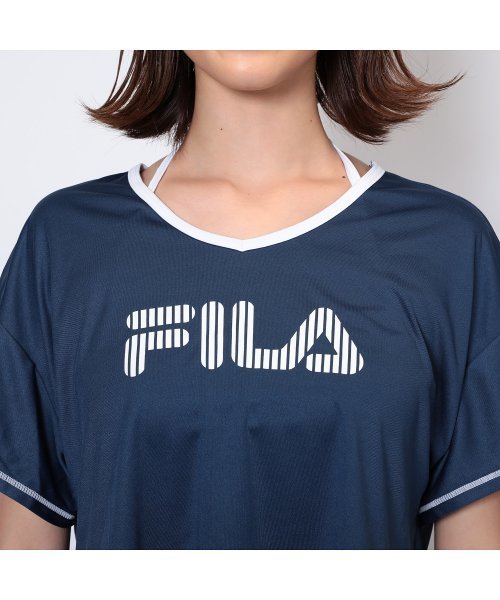 11號(hào)Lサイズ 新品 フィラ FILA ブラトップ、ビキニショーツ カバーアップTシャツ ショートパンツ４點(diǎn)セット水著ネイビー送料無(wú)料レディース