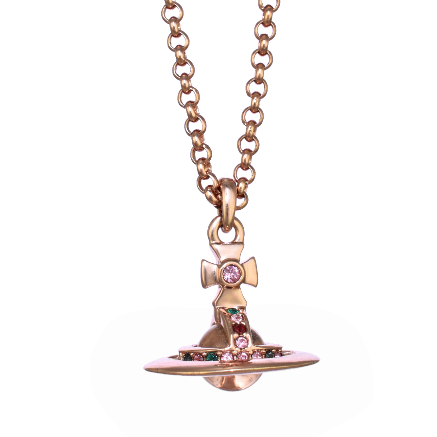 新品同様 ヴィヴィアンウエストウッド プチ オーブ ペンダント ネックレス ラインストーン Vivienne Westwood