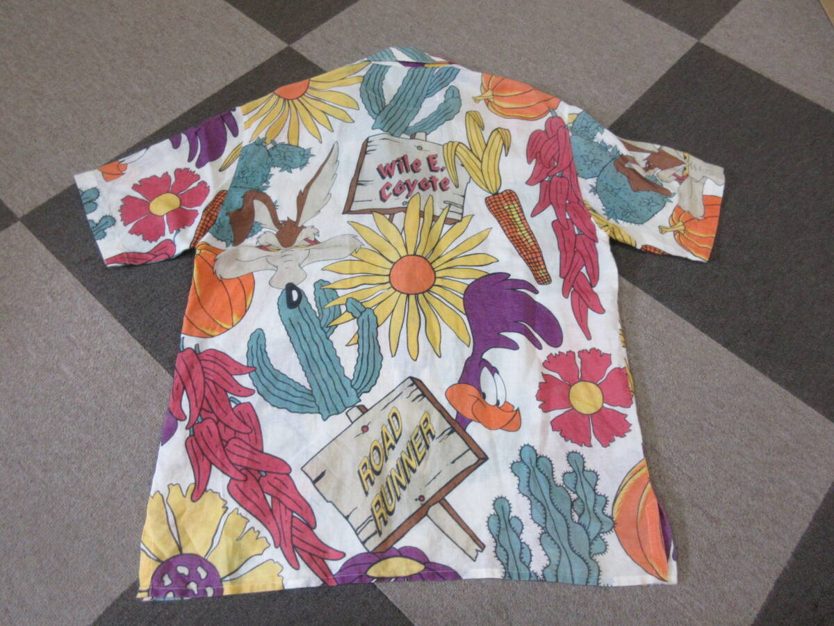 90s Castelbajac リネン WARNER コラボ オープンカラーシャツ L～XL ITALY制 麻 ロードランナー コヨーテ ヴィンテージ アーカイブ アロハ