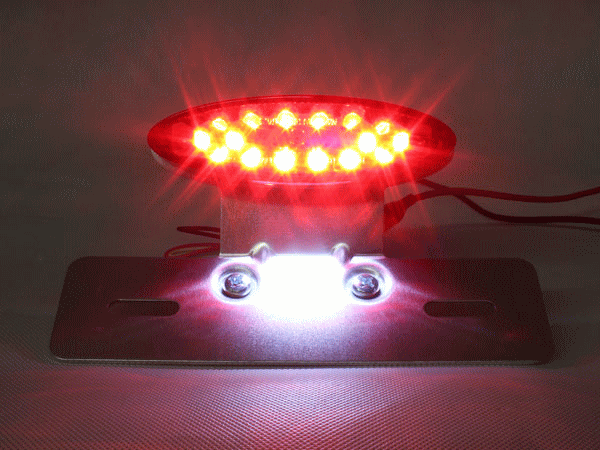 オーバル LEDテールランプ レッド クロームブラケット TW200 SR125 YB50 メイト BOLT グラストラッカー ボルティー ストリートマジック