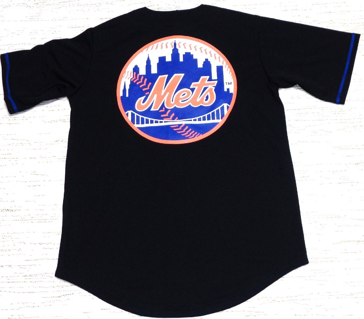セール15% 送料無料 ファナティック MLB NY メッツ ベースボールシャツ 半袖 ジャージ 黒 XL ML2122SS0001 メンズ