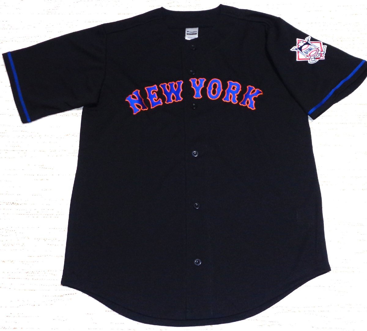 セール15% 送料無料 ファナティック MLB NY メッツ ベースボールシャツ 半袖 ジャージ 黒 XL ML2122SS0001 メンズ