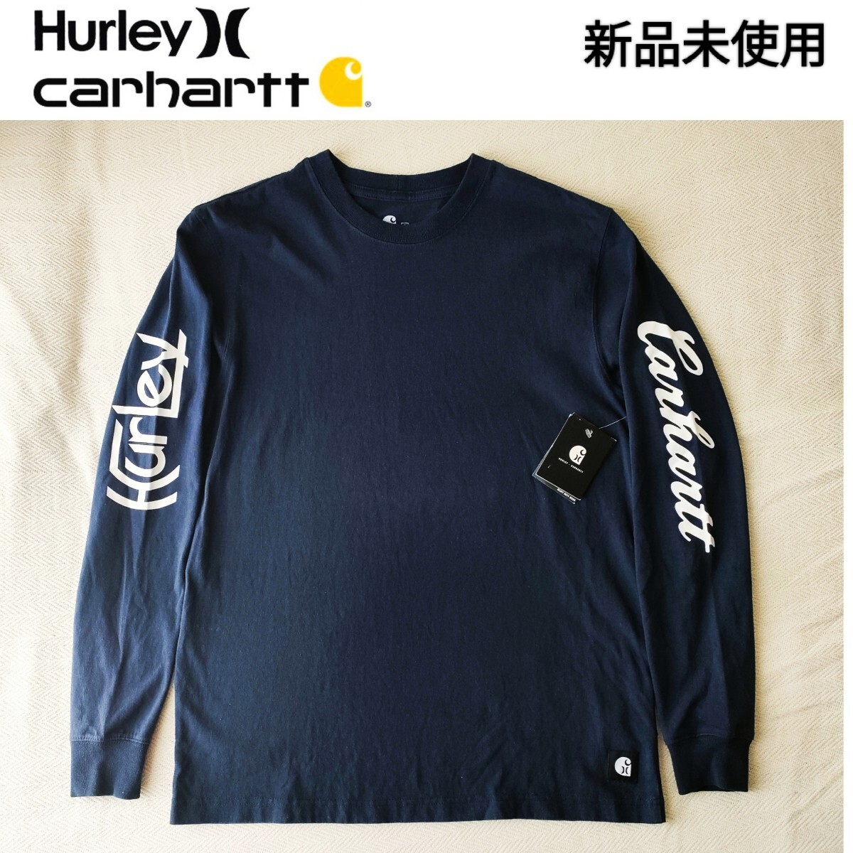 【新品未使用】Hurley Carhartt ハーレー カーハート　コラボ ロンＴ ロンティー 長(zhǎng)袖Tシャツ Ｓ（日本メンズＭ）紺 ネイビー