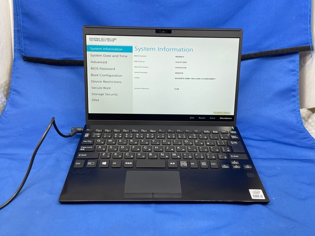 ジャンク【SONY】VAIO SX12 VJS123C11N Core i5-1035G1 メモリ8GB ストレージなし 12.5inch 中古ノートPC BIOS起動OK