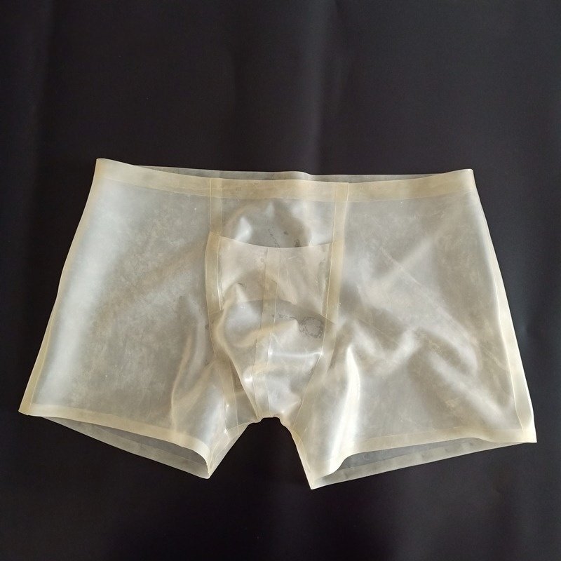 メンズ下著 ゴム 透明ラテックスショーツ下著 Latex 100%天然ラテックス ボクサーパンツ 0.4mm XL