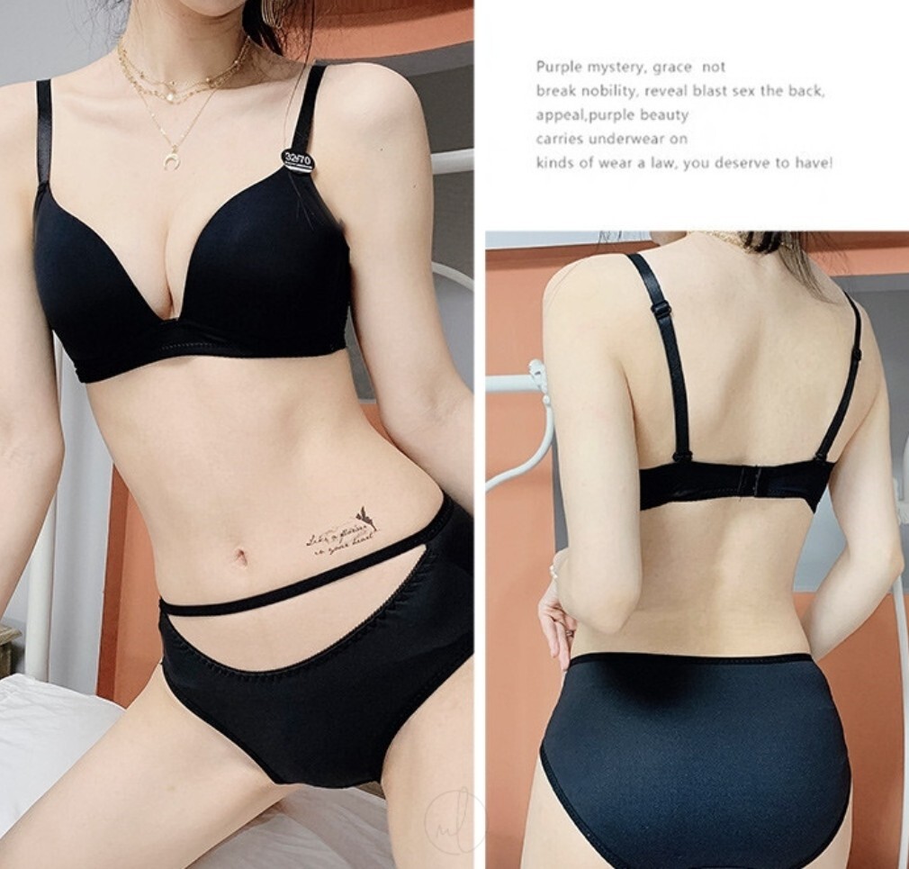 【商品番號(hào)20】 數(shù)量限定価格　楽ブラ　ブラックS　ノンワイヤーブラ　ブラジャーショーツセット　セットアップ　下著　ナイトブラ