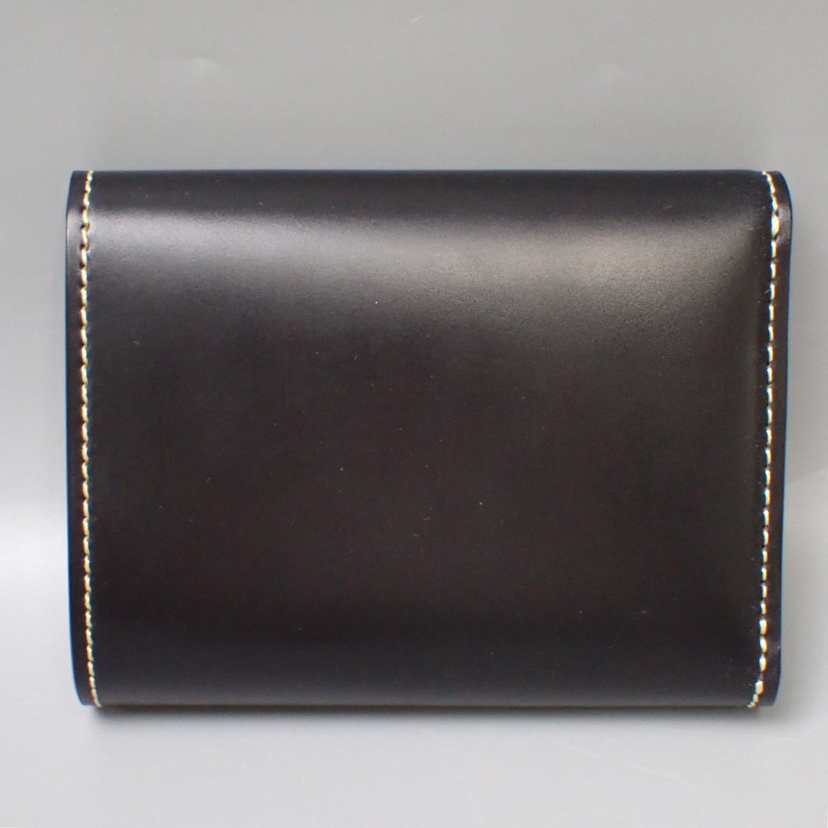 ☆1円 美品 WILD SWANS/ワイルドスワンズ イーノ コードバン 三つ折り財布/ネイビー×キャメル/レザー/外箱?スリッカー付き&2021000032