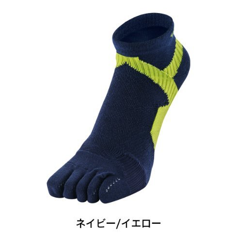 ファイテン★phiten★NEWカラー☆足王(ソッキング)5本指タイプ メンズ　ネイビー/イエロー　25～27cm