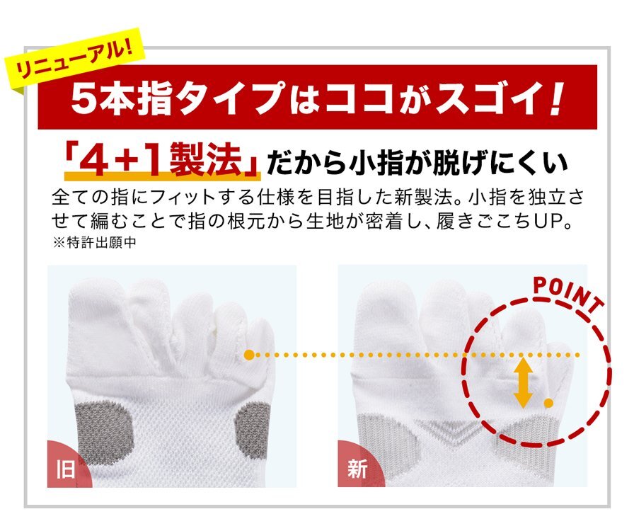 ファイテン★phiten★NEWカラー☆足王(ソッキング)5本指タイプ メンズ　ホワイト/スカイグレー　25～27cm
