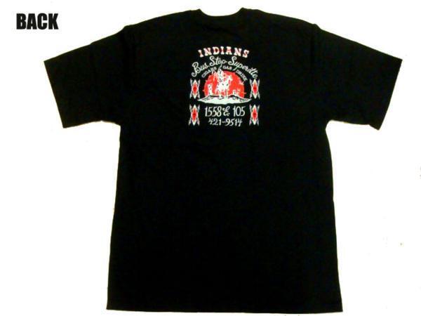 【SS】レディースSくらい タイトめ 刺繍Tシャツ ネイティブアメリカン インディアン 半袖 黒 綿100% アメカジ アメリカン ユニセックス