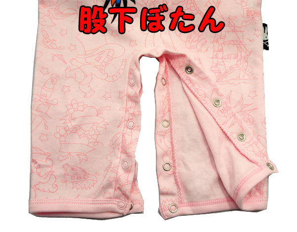 ベビー服【ロンパース】MOM &DAD ピンク【6～12】シックスバニーズ 女の子 タトゥー柄 アメカジ 出産祝い アメリカン ロック 赤ちゃん