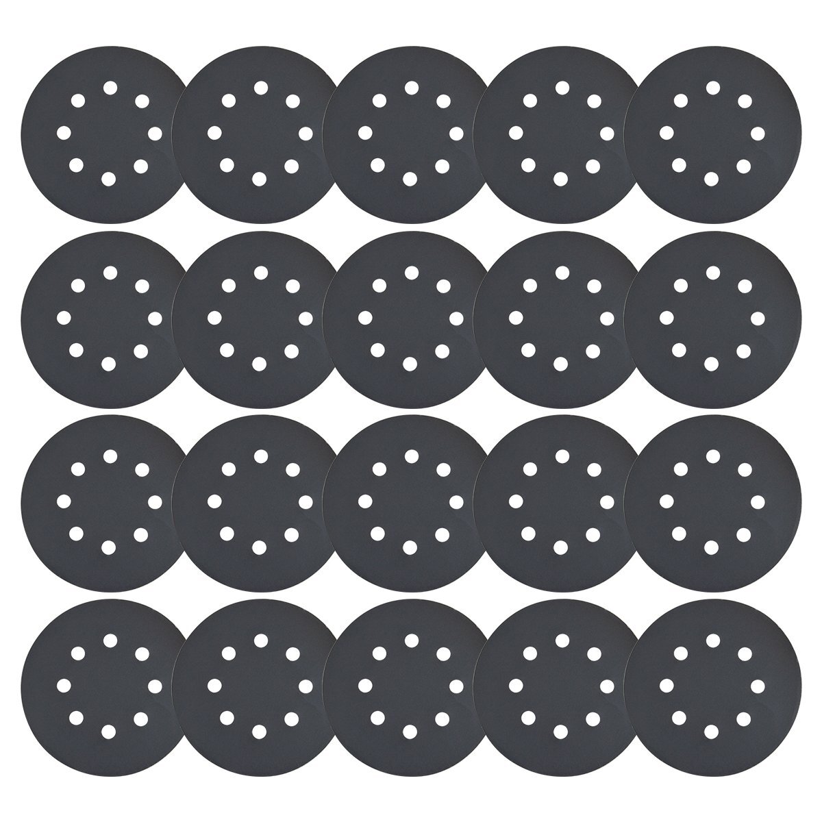 【送料無料】耐水 1200番 20枚 125mm サンドペーパー 丸型 8穴 サンダー マジックパッド ディスク ペーパー 紙やすり #1200 極細目