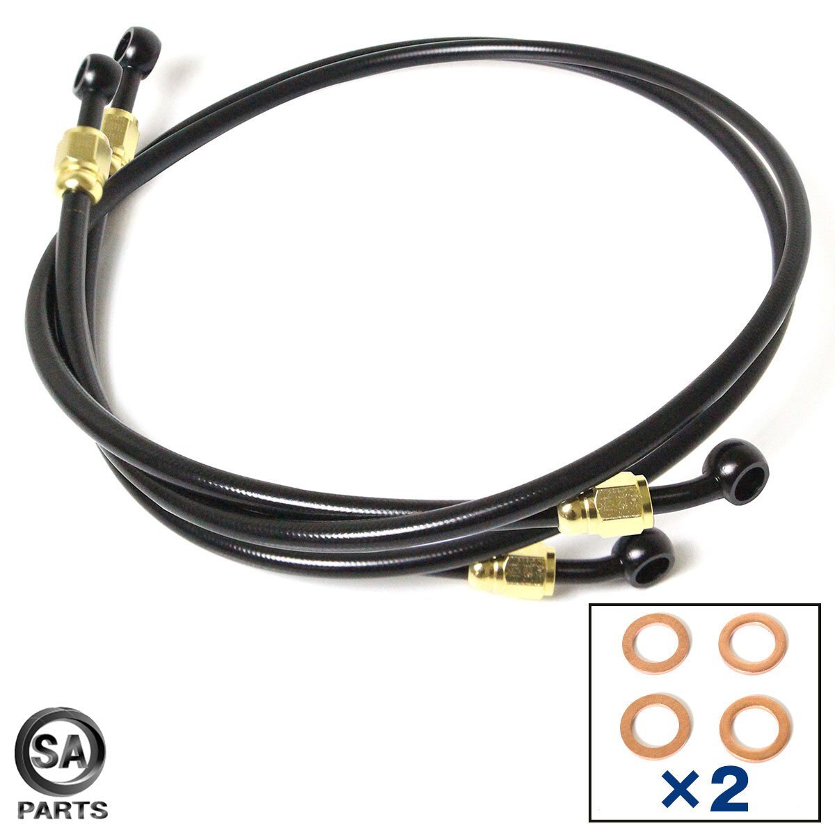 GSX400インパルス/S（GK79A） 油圧 ステンメッシュホース 角度ストレート＆20° フロント ブレーキホース 2本 ダブルディスク用 ブラックA