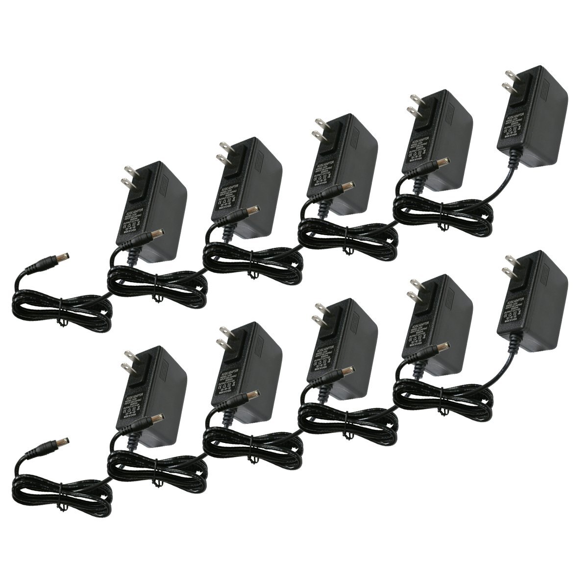 【送料無料】10個セット [DC 12V 2A] 汎用 AC/DC アダプター プラグ 5.5×2.5mm 2.1mm 兼用 12V 0.5A 1A 1.5A 1.8A 2.0A 電源 カメラ HDD