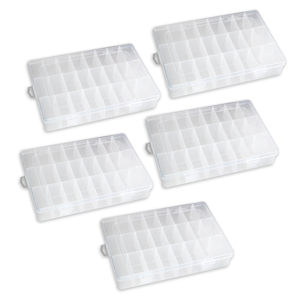 【送料無(wú)料】5個(gè)セット プラスチック パーツボックス 『橫19.5cm 奧13.5cm 高さ3.7cm』 最大24口 仕切り 小物 ネジ ネイル ケース ホビー