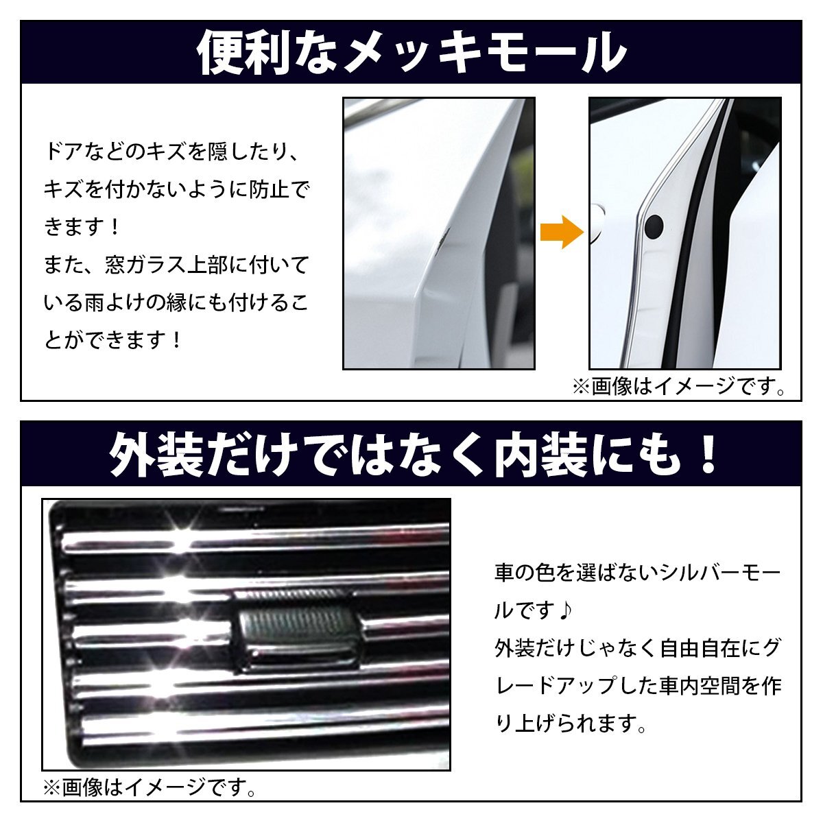 【送料無料】[ 幅 25mm 長さ 15m ] メッキモール 両面テープ 付 メッキ シルバー モール プロテクター ドア モール 傷防止 保護 5m 10m