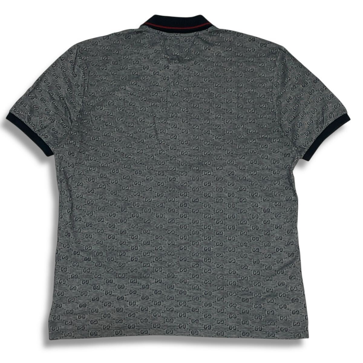 1 正規(guī)品 GUCCI グッチ 251623 GGロゴ 半袖コットン ポロシャツ シェリーライン GG LOGO S/S POLO SHIRT グレー XXL メンズ イタリア制
