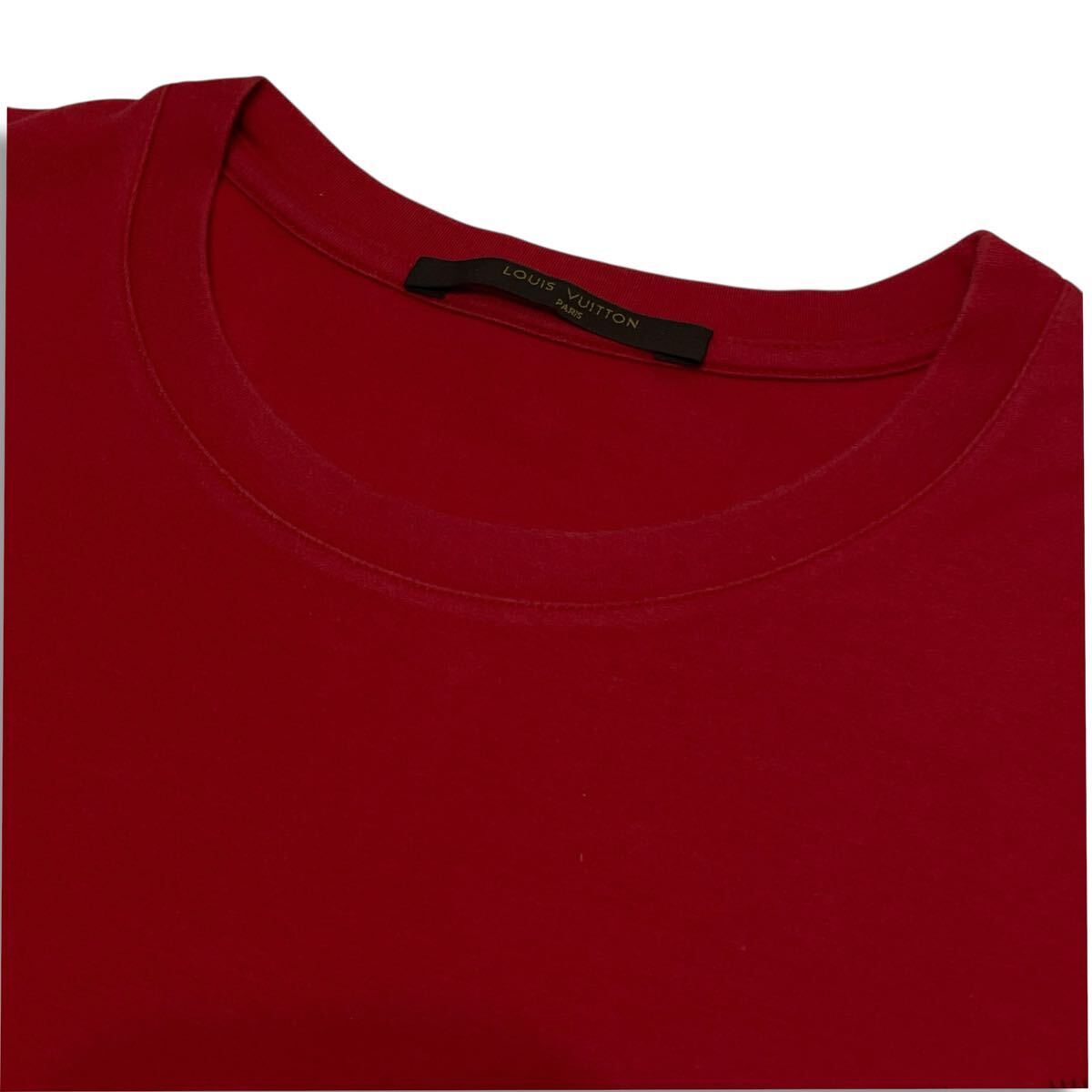 4 國內(nèi)正規(guī)品 LOUIS VUITTON ルイヴィトン Damier Pocket S/S T-shirt ダミエ ロゴ ポケット 半袖コットン Tシャツ Tee レッド L