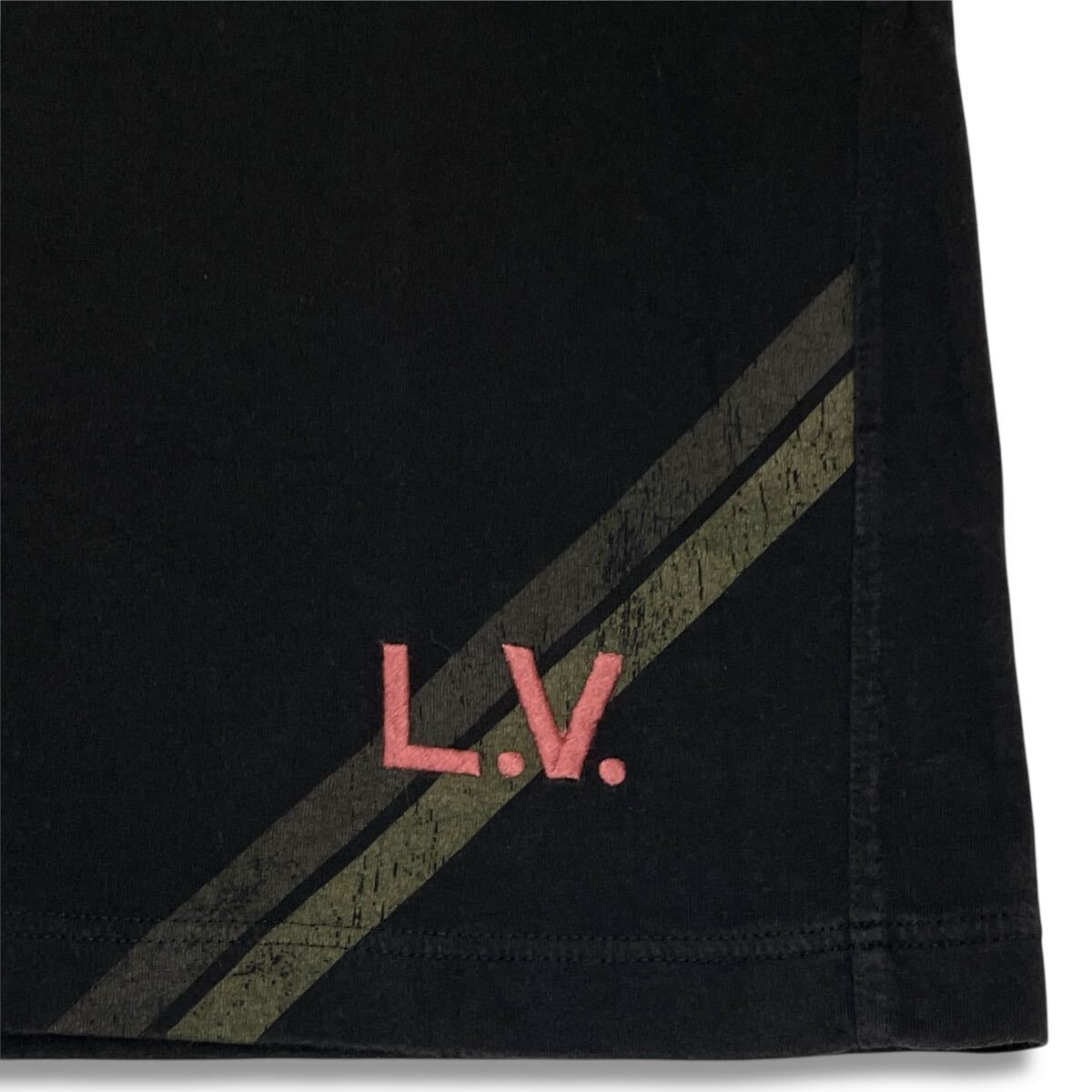 5 國(guó)內(nèi)正規(guī)品 LOUIS VUITTON ルイヴィトン 05AW MHJR03JAA LV ロゴ 刺繍 半袖コットン Tシャツ ブラック メンズ S イタリア制