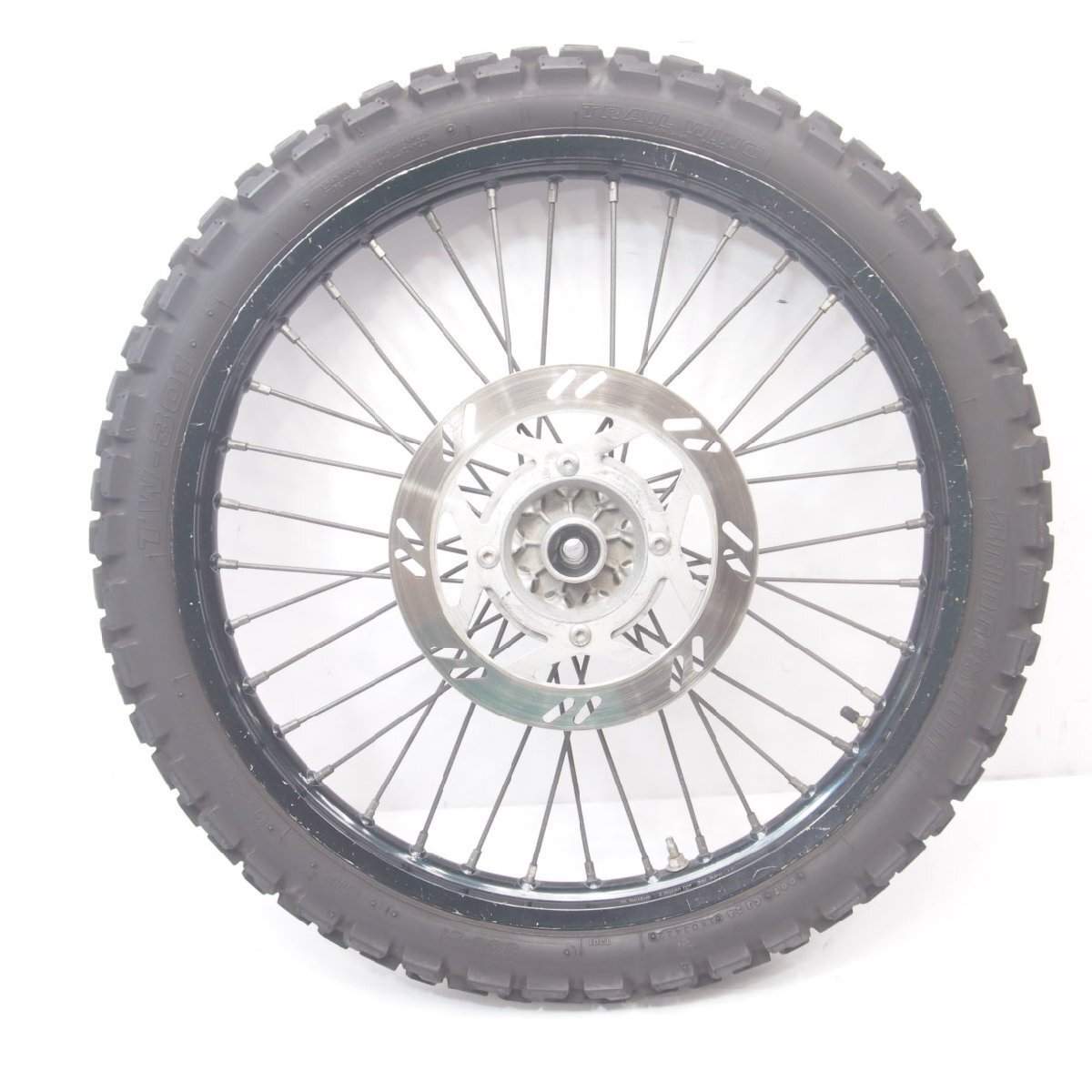 KLX250S純正フロントホイール 部分ヒット歪み 多めのウェイトでOK 21X1.60J