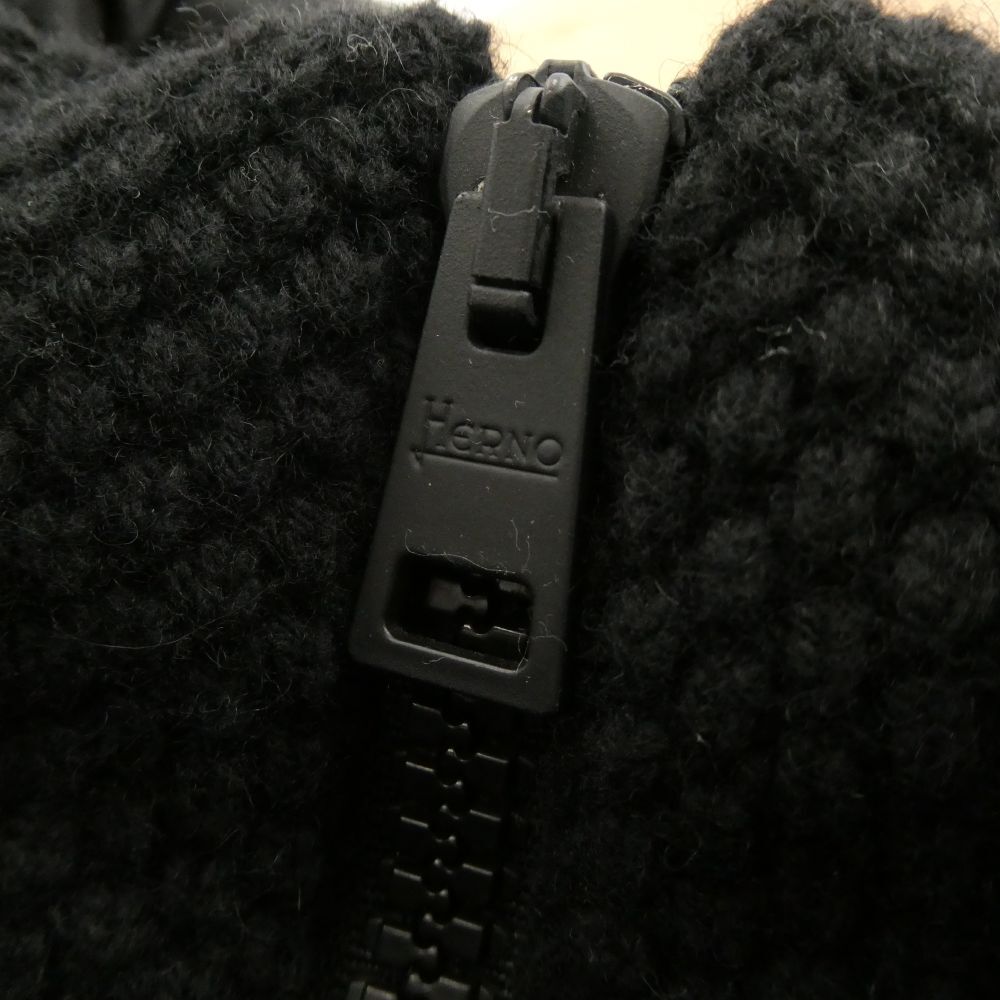 美品 HERNO ヘルノ PI0822D 33220 ダウンコート 1點 40 M ウール他 ニット 切替 フード アウター レディース AU3181B3