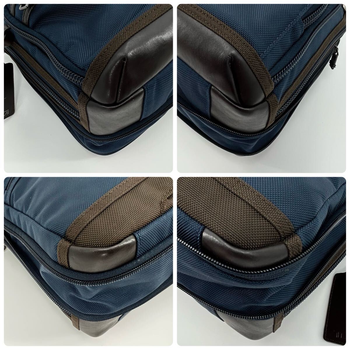 美品 TUMI トゥミ ビジネスバッグ 2way Andersen Slim Commuter Brief メンズ エクスパンダブル A4+PC 牛革+バリスティック ネイビー 紺色
