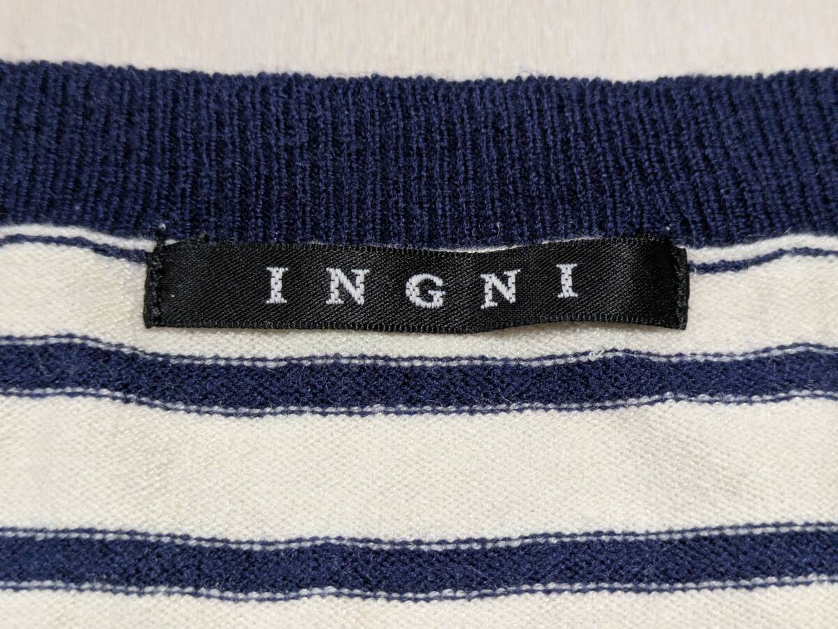 INGNI イング 半袖 Tシャツ 白/紺 ボーダー M