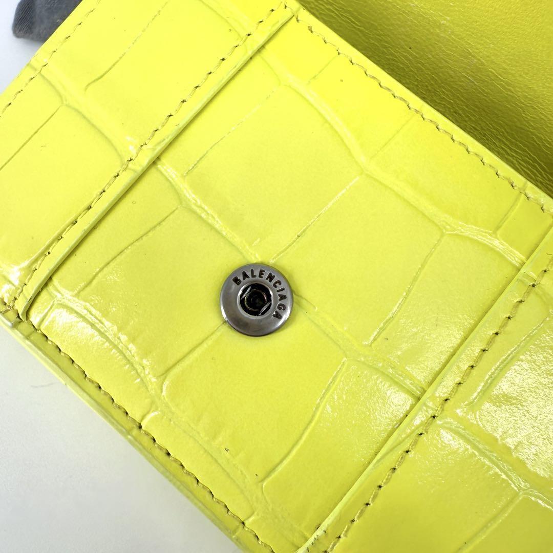 美品 BALENCIAGA アワーグラス 三つ折り 財布 クロコダイル 型