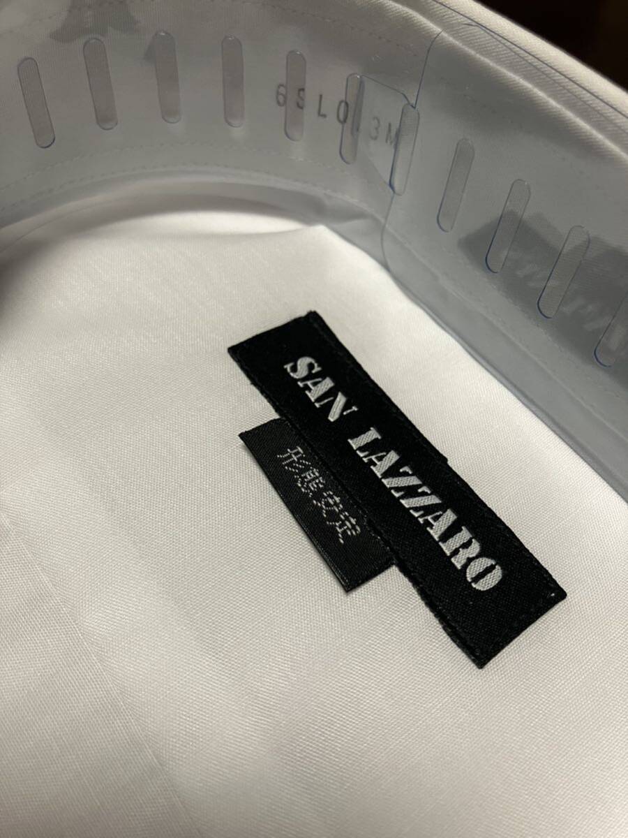 SAN LAZZARO　白無地　半袖形態(tài)安定ワイシャツ　L(首42㎝)★レギュラーカラー キングサイズ　送料無料