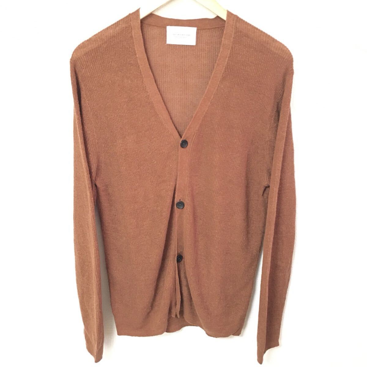 【URBAN RESEARCH DOORS】アーバンリサーチドアーズ カーディガン トップス リネン 春コーデ キレイめ ブラウン メンズ サイズ38/Y32330fF_画像1