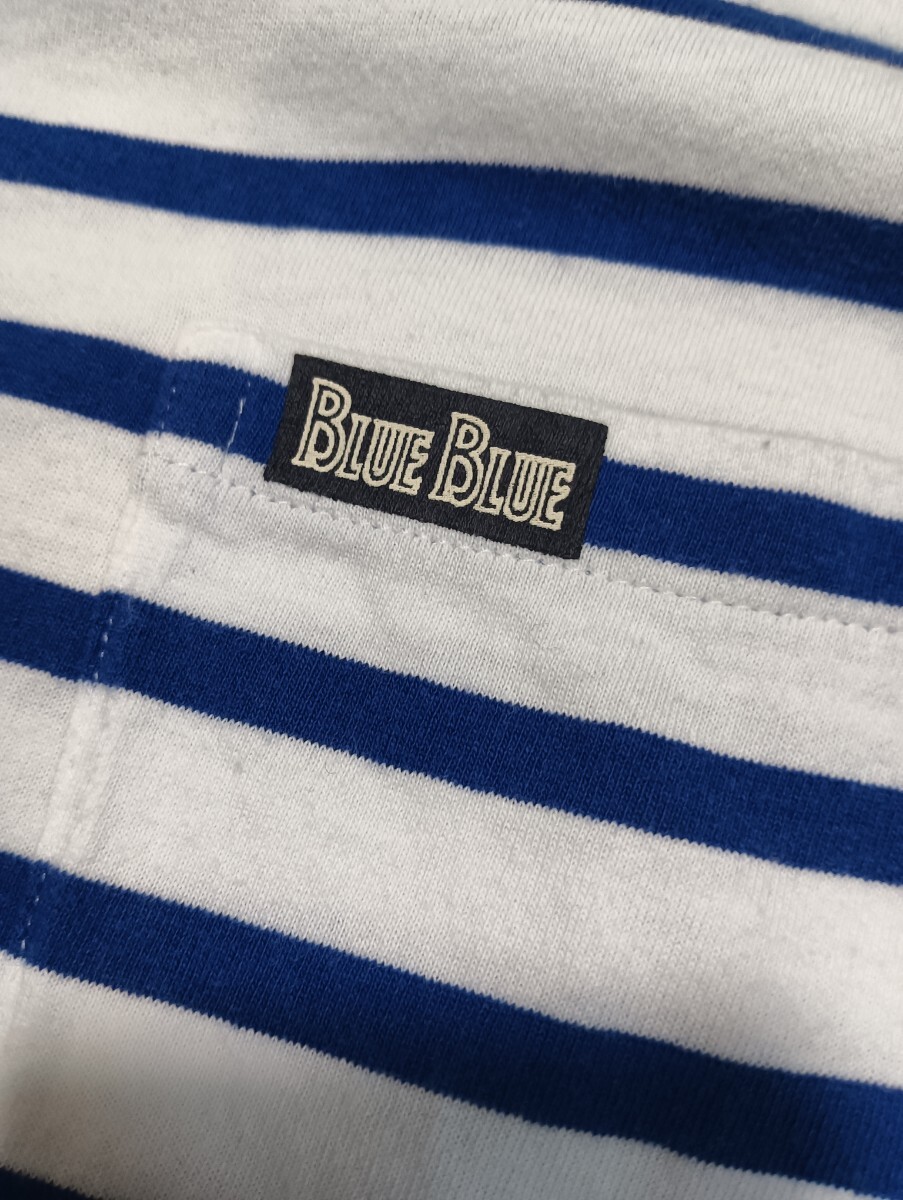 ブルーブルー BLUE BLUE Ｖネック ボーダー半袖Tシャツ　ハリウッドランチマーケット FRUIT OF THE LOOM別注　ハリラン　メンズ　サイズＬ