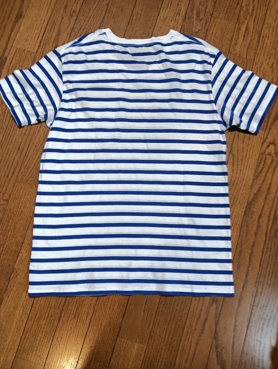 ブルーブルー BLUE BLUE Ｖネック ボーダー半袖Tシャツ　ハリウッドランチマーケット FRUIT OF THE LOOM別注　ハリラン　メンズ　サイズＬ