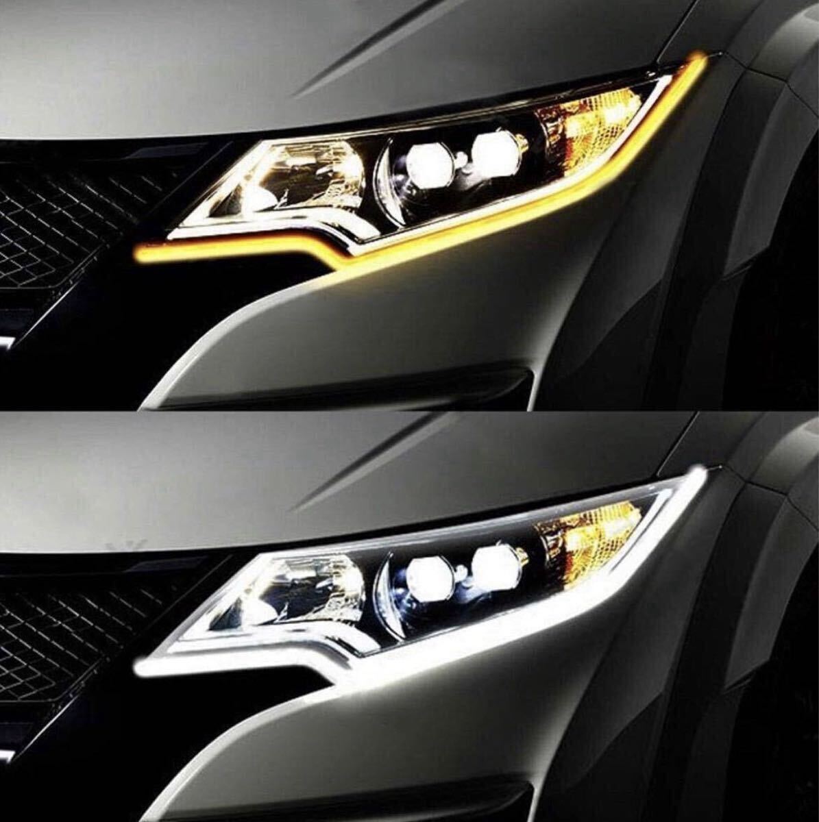 LEDテープライト シーケンシャル 流れるウインカー ホワイト アンバー 2本　シーケンシャルウインカー シリコンチューブ 