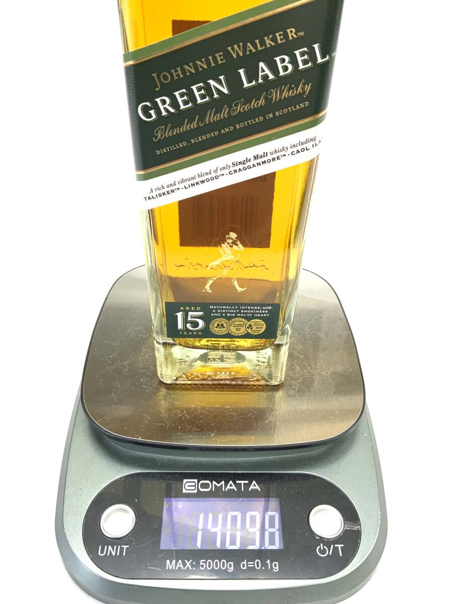 6007 K 【1円スタート】 JOHNNIE WALKER GREEN LABEL ジョニーウォーカー グリーンラベル 15年 モルト ウイスキー 700ml 43%