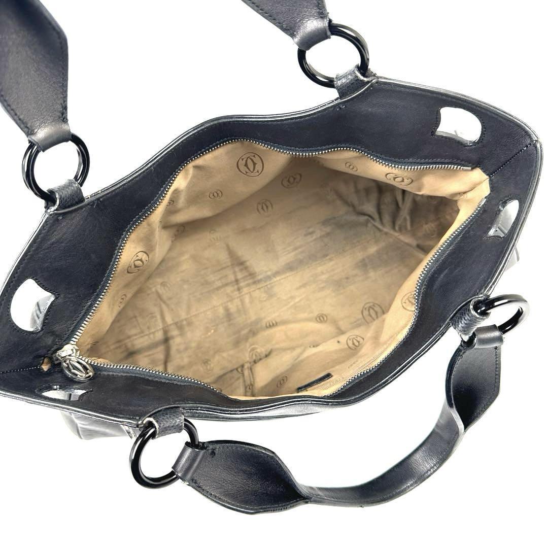 希少■Cartier カルティエ マルチェロ マストドゥ ハンドバッグ マストライン パンチング レザー メンズ レディース ユニセックス 男女兼用