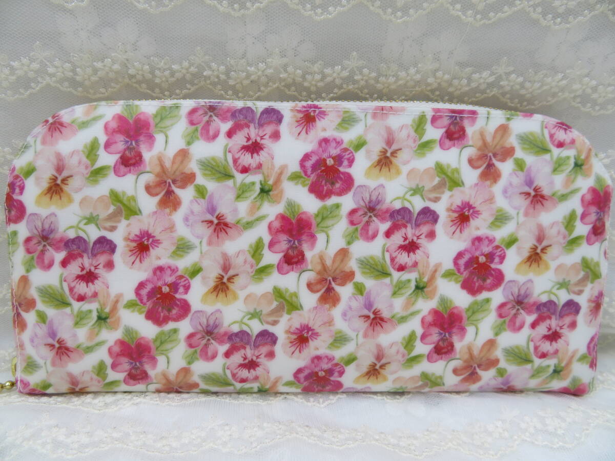 リバティ　シンクオブミー　check&stripe限定色　ハンドメイド　ラウンド長財布_画像1