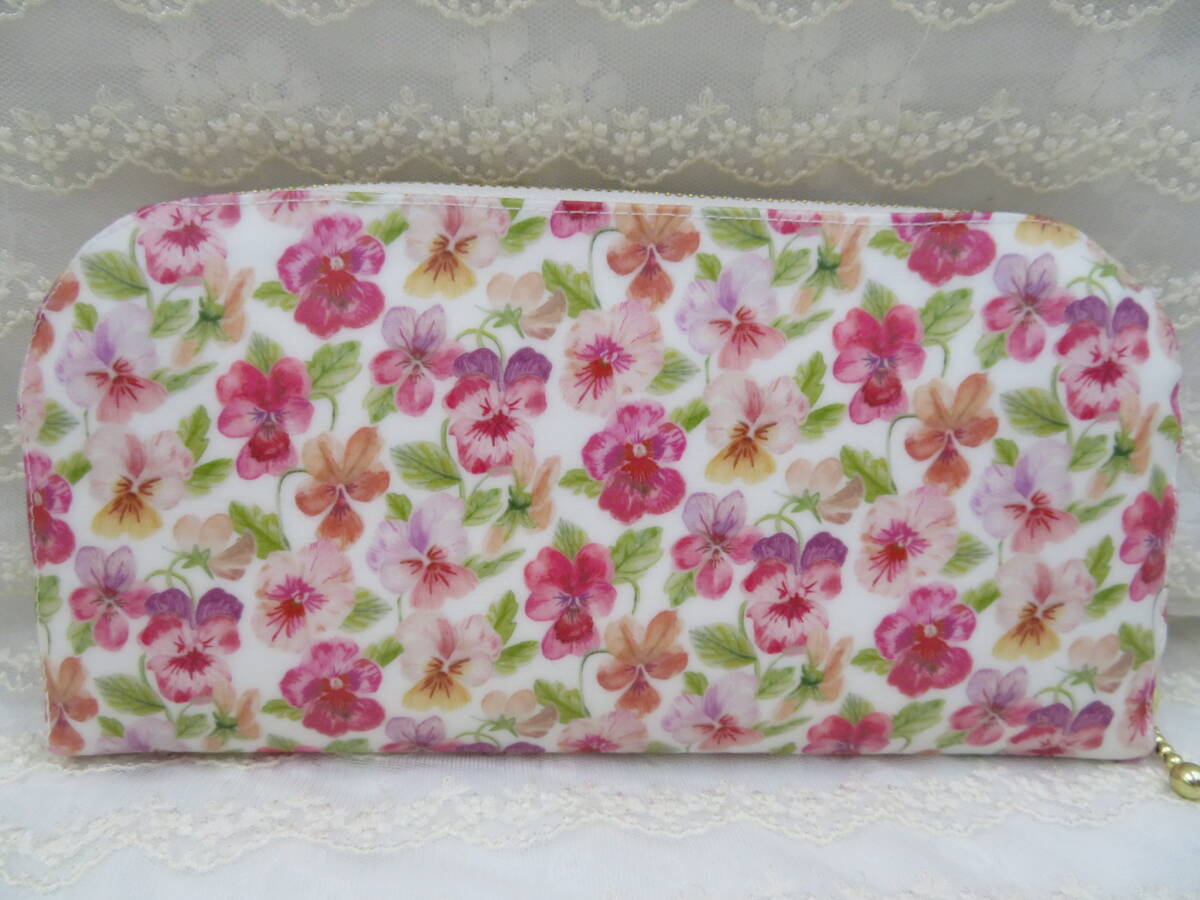 リバティ　シンクオブミー　check&stripe限定色　ハンドメイド　ラウンド長財布_画像3