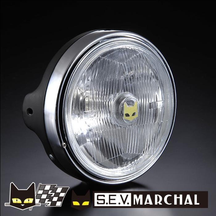 【ホンダ】マーシャルヘッドライト889　クリアレンズ?黒ケース　汎用　ライト徑180mm　8017H