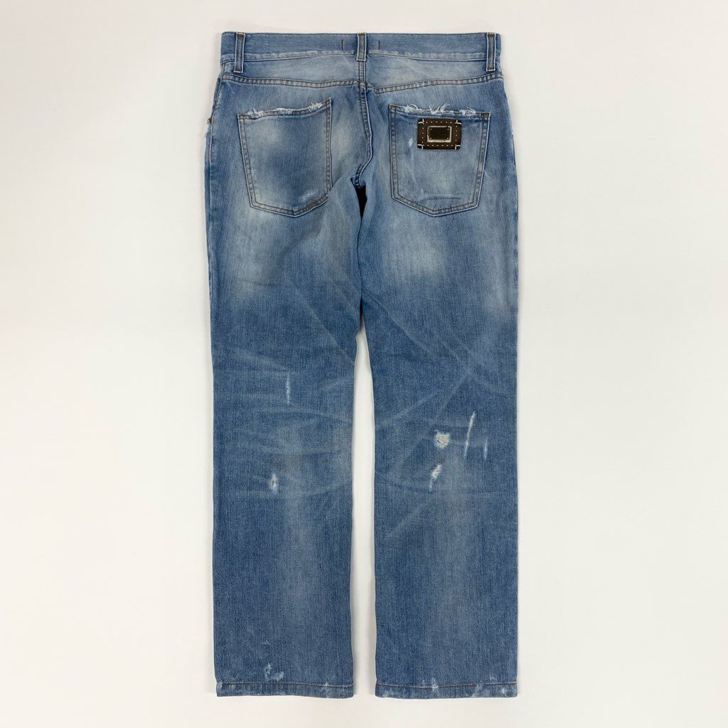 4f7 DOLCE&GABBANA ドルチェアンドガッバーナ ダメージ加工 デニムパンツ ジーンズ イタリア制 ロゴプレート クラッシュ GZN9LD 46