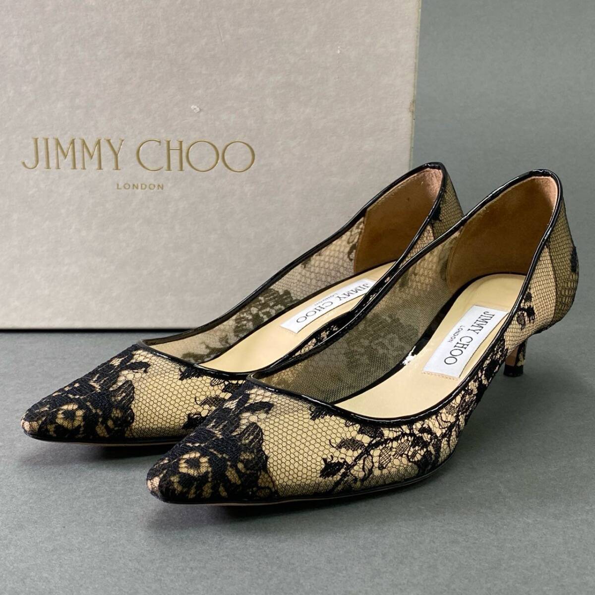 9f8 { прекрасный товар } обычная цена Y102.300 JIMMY CHOO Jimmy Choo ROMY 40romi- цветок гонки туфли-лодочки 37 черный обувь с коробкой 