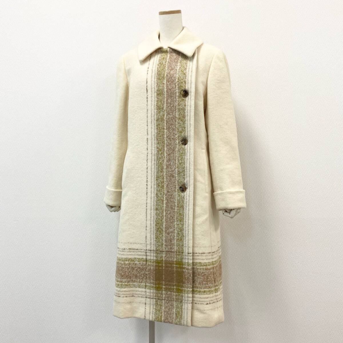 6f11 Aquascutum アクアスキュータム BABY ALPACA ベビーアルパカ ロングコート ダブル 日本制 9 アイボリー アルパカウール